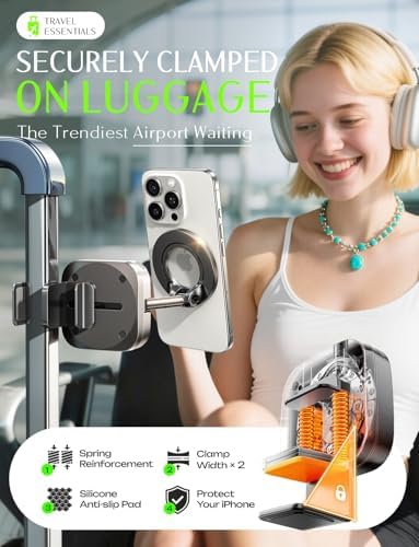 LISEN Airplane Travel Essentials for Women Phone Holder Long Flight Essentials Must Haves Handsfree for MagSafe Luggage Travel Accessories Beach Vacation Cruise Essentials 2025 Cell Phone Video Kits - Image 3