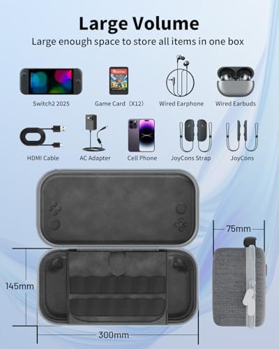 Carrying Case for Nintendo Switch 2 [7.9''] 2025 with 12 Game Card Slots, DUXICEPIN Hard Portable Travel Case Storage Bag Protective Pounch for Nintendo Switch 2 Console and Accessories (Grey) - Image 3