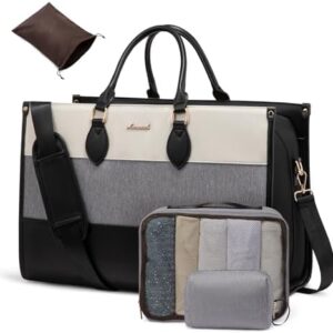 LOVEVOOK Weekender Bags for Women 18-21" Large Capacity Dual Material All-In-One Travel Duffle Carry On Bag with Laptop Compartment, Wet/Dry Separation for Overnight/Gym 1 Shoe Organizer, 2 Pockets