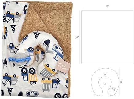 TITI with Love Reversible Baby Blanket and Pillow Set – Lion Baby Blanket with Neck Pillow for Infants, Toddlers, and Travel, 37x27 in - Image 3