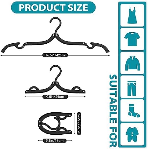 30 Pcs Travel Hangers Portable Foldable Travel Hanger Organizer, Plastic Travel Accessories Essentials Clothes Drying Rack Folding Hangers for Traveling Camping Flying RV Cruises Suitcase, Blac - Image 2