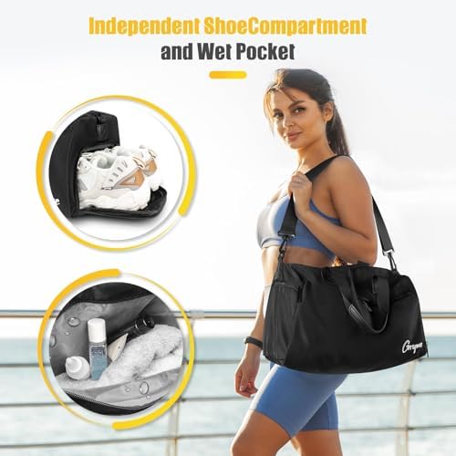 Gryme 15 Inch Small Gym Bag with Shoes Compartment and Wet Pocket, Mini Duffle Bag for Men & Women, Small Sports Bag for Travel Carry On, Swimming, Workout, Weekender Overnight - Image 3