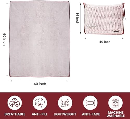 Travel Blanket and Pillow Set,Airplane Blanket Compact 2-in-1 Soft Bag,Travel Essentials for Flight,Plane Car Traveling Gift Accessories,Luggage Backpack Strap 65"x50" (Ⅰ-White Red) - Image 2