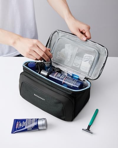 BAGSMART Toiletry Bag for Men, Wide Opening Travel Bag for Toiletries, Dopp Kit Water Resistant Shaving Hygiene Bag for Bathroom Shower, Toiletries Accessories,Travel Essentials-Gray - Image 7