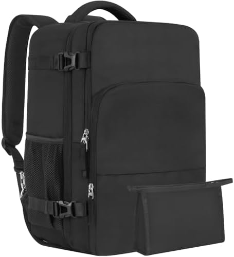 Large Travel Backpack, Carry On Backpack, Personal Item Bag Airline Approved, Lightweight Hiking Backpack, Casual Weekender bag, Laptop Backpack, Black