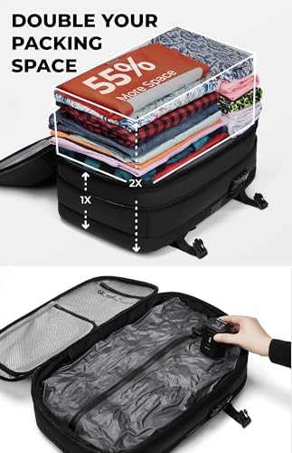 AirVault Vacuum Seal Travel Backpack 60L - Expandable Air Compression Vacuum System, Airback, Vacpack, Water-Resistant, Carry-On with TSA Lock Fits 19" Laptop, Backvac (Black) - Image 3