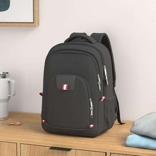 Della Gao Travel Laptop Backpack, Black Backpack for Men and Women with USB Charging Port Business Computer Back Pack (Black, 15.6 Inch) - Image 2