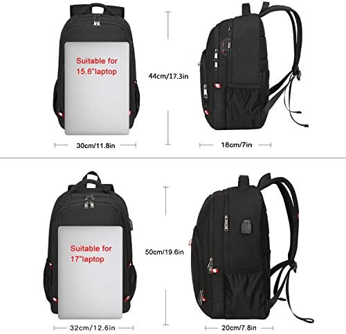 Della Gao Travel Laptop Backpack, Black Backpack for Men and Women with USB Charging Port Business Computer Back Pack (Black, 15.6 Inch) - Image 6
