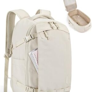 BAGSMART Travel Backpack for Women, 30L Travel Backpack Carry On Flight Approved, TSA Approved Personal Item Travel Bag, Water Resistant Weekender Bag Luggage Daypack, Beige
