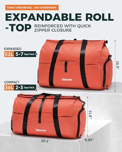 Tolaccea Gym Duffel Bag for Women, Travel Bags Foldable Sports Duffle with Shoe Compartment & Wet Pocket, Lightweight & Water-Resistant, Perfect for Workout, Weekender Overnight & Carry-On Expandable - Image 4