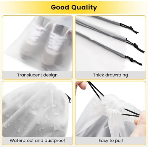 Vorspack Shoe Bags for Travel - 6 Pcs Transparent Drawstring Backpack Travel Shoe Bag Clear Drawstring Bag Large Shoe Organizer with Rope Travel Essentials for Men Women - Image 5