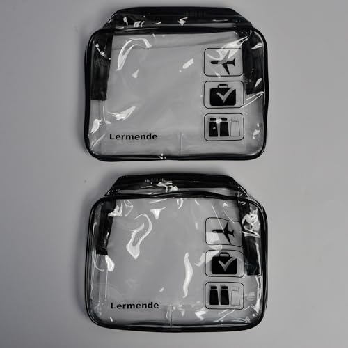 Lermende 2pcs Clear Toiletry Bag TSA Approved Travel Bag,Carry On for Travel,Airport Airline Accessories Compliant Bag,Quart Sized Makeup Cosmetic bag Women Men (Black, 2 Pack) - Image 7