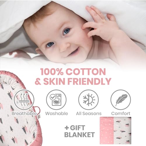 Totsi Baby Lounger Set | Ultra-Soft Baby Nest with Pillow and Blanket | Machine Washable Infant Lounger 0-24 Months | Adjustable Infant Nest for Travel | Baby Lounger Cover for Newborn - Image 2