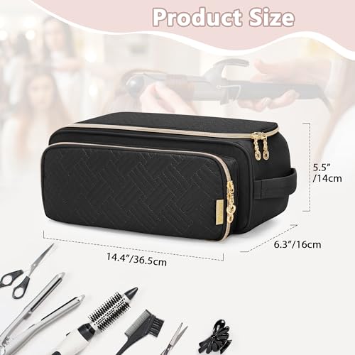 Yarwo Hair Tools Travel Bag with Heat Resistant Mat for Straightener, Curling/Flat Iron, Blow Out Brush/Curler, 2 in 1 Hot Hair Styling Tool Organizer with Pockets for Hair Accessories, Black - Image 5