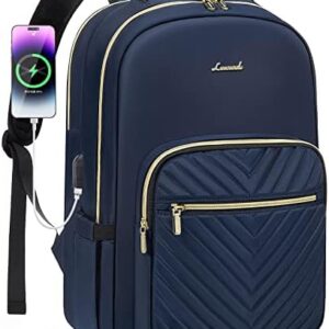LOVEVOOK Laptop Backpack for Women 15.6 inch,Cute Womens Travel Backpack Purse,Professional Laptop Computer Bag,Waterproof Work Business College Teacher Bags Carry on Backpack with USB Port,Navy Blue