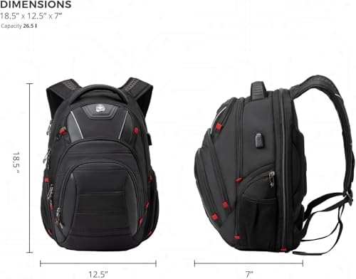 Swissdigital Design Travel Backpack for men, TSA Friendly USB Charging RFID Protection Business Backpack Fits 15.6" Laptops Black | J14-BR - Image 7
