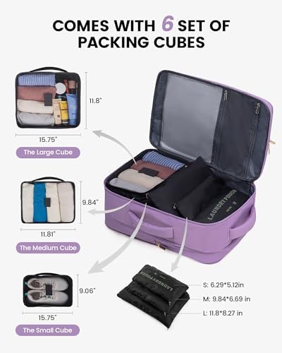 LOVEVOOK 40L Travel Backpack With 3 Packing Cubes Expandable Large Laptop Backpack Women Waterproof Backpack Waterproof Daypack Travel Bag TSA Fit 17inch Laptop Luggage With USB Charging Port - Image 4