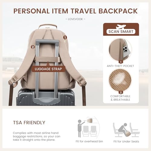 LOVEVOOK Laptop Backpack for Women with Pouch Pocket for Large Capacity Cup,15.6 Inch Laptop Computer Bag Travel Backpack Purse,Waterproof Work Business Backpack College Teacher Bags,Beige-Khaki - Image 6
