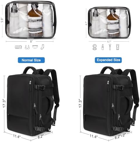 Hanples Travel Backpack for Women Men, Large Carry On Person Item Luggage Backpack, TSA Flight Approved 17.3 In Laptop Bag, Waterproof anti theft Casual Hiking Bag (Black) - Image 3