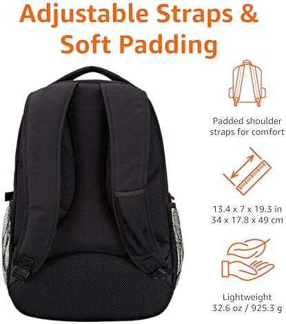 Amazon Basics Laptop Backpack for School, Work, Travel, Fits Up to 17-inch Laptops, Binders, Black - Image 4