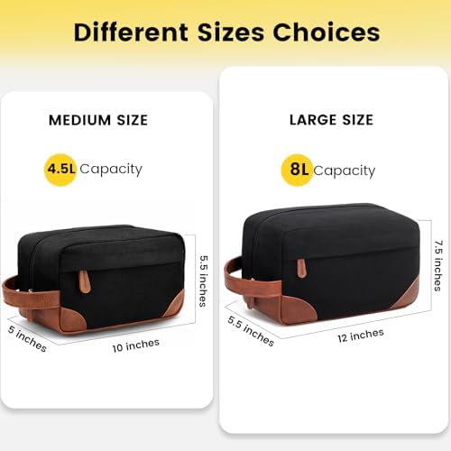 Vorspack Toiletry Bag Hanging Dopp Kit for Men Water Resistant Canvas Shaving Bag with Large Capacity for Travel- Black - Image 2