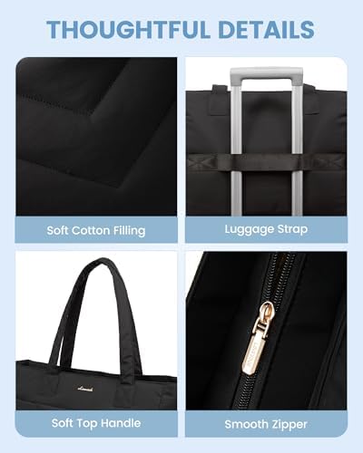 LOVEVOOK Tote Travel Bag for Women, Puffer Work Handbag with Zipper for Teacher Nurse, Quilted Laptop Shoulder Gym Bag Cute - Image 7