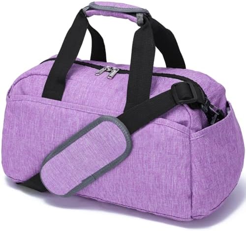 14 inch Small Gym Bag for Women & Men, Mini Duffel Bag for Travel Sports Lightweight Carry On Bag, Light Purple