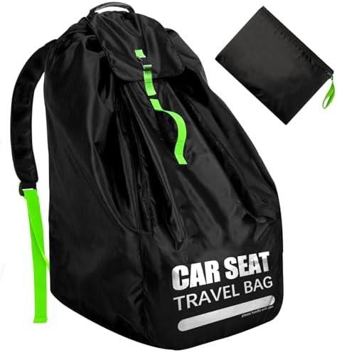 Car Seat Travel Bag for Airplane, Large Car Seat Bags for Air Travel with Padded Straps, Gate Check Storage Bag/Backpack for Car Seat Airport, Carseat Cover Travel - Baby Travel Essentials for Flying