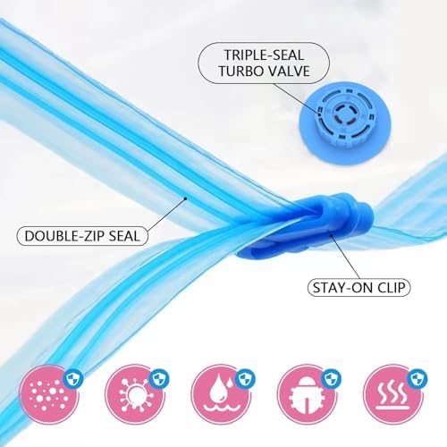 24 Pack Vacuum Storage Bags with Electric Pump, Space Saver Bags (5 Jumbo, 5 Large, 5 Medium, 5 Small, 4 Roll Up Bags) Travel Vacuum Seal Bags for Clothes, Bedding,Blankets,Duvets, Pillows - Image 2
