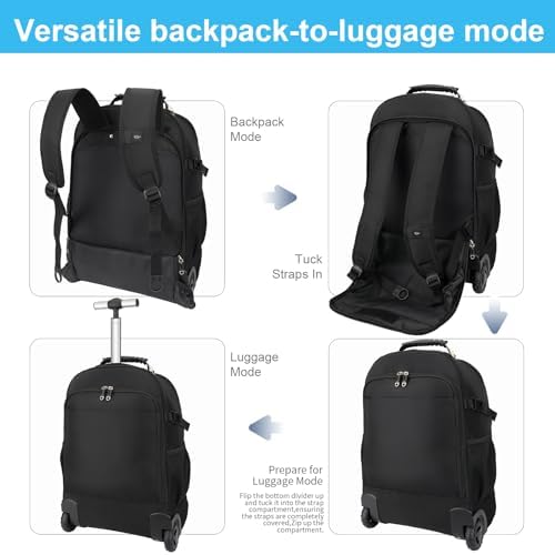 Vacuum Rolling Backpack,50L Roller Travel Laptop Backpack with Anti-Theft,rolling backpack for travel,Water-Resistant Carry-On Luggage,Business and Commuting (A) - Image 5