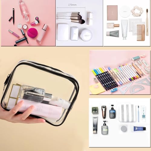 Clear Toiletry Bag, 3 Packs TSA Approved Water resistant Travel Organizer, Airport Airline Travel Essential Carry On Makeup Cosmetic Bags for Women, 3Color - 3 packs - Image 3