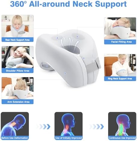 2 in 1 Neck Pillow Airplane, Ergonomic Memory Foam Travel Neck Pillow, Travel Essentials with 3D Eye Masks, Earplugs, and Portable Drawstring Bag, U Shape Neck Support for Traveling, Car, Home - Image 4