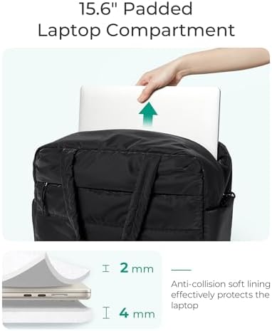 BAGSMART Gym Bag for Women, Carry on Travel Duffel Bag, Water-resistant Weekender with Shoe Compartment, Black - Image 6