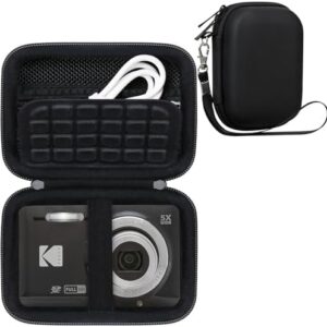 Compact Camera Case for KODAK PIXPRO FZ55 / FZ53 / FZ45 Digital Camera, Vlogging Cameras Travel Storage Bag Holder, Mesh Pocket for Charging Cable, SD Card and Batteries, Black