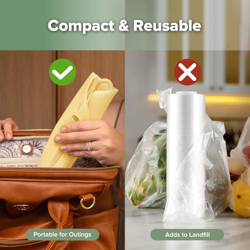 Haakaa Silicone Microwave Steamer & Steriliser Bag, 2000ml Large Capacity Reusable Steaming Bags for Baby Bottles/Breast Pump/Accessories/Pacifiers/Teethers,Great for Home and On-The-Go,Pineapple/2PCS - Image 6