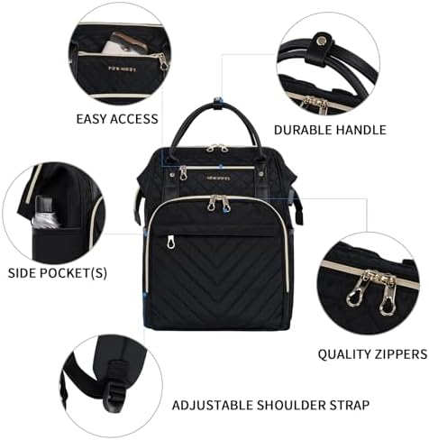 KROSER Laptop Backpack 17" Stylish Backpack Water Repellent College Casual Daypack with USB Port Travel Business Work Bag for Men/Women-Quilted - Image 5