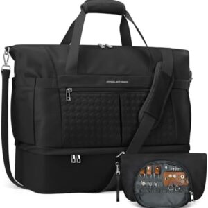 Maelstrom Gym Bag for Women,40L Travel Duffel Bag with Shoes Compartment and Wet Pocket,Waterproof Carry On Weekender Bag,Sport Gym Tote Bags Swimming Yoga, Hospital Holdalls-Black