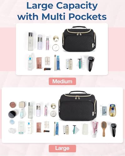 BAGSMART Travel Toiletry Bag, Large Wide-open Travel Bag for Toiletries, Makeup Cosmetic Travel Bag with Handle - Image 4