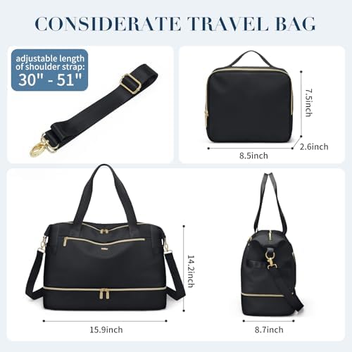 Travel Duffel Bags for Women Weekender Bags with Shoe Compartment Carry on Overnight Bags with Toiletry Bag Gym Bag with Wet Pocket Personal Item Travel Bag for Labor Delivery - Image 4