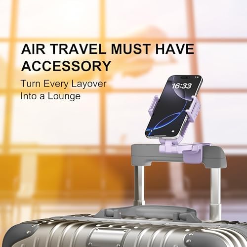 Perilogics 2025 Upgraded Travel Essentials Must Have Airplane Phone Holder Mount. Improved Ergonomic Lever, Perfect for Long Flight, Cruise, Desk, Travel Gift for Content Creator (Lavendar) - Image 2