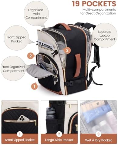 LOVEVOOK Travel Backpack for Women,40L Carry On Backpack for Airplanes,17.3 Inch Laptop Personal Item Travel Bag - Image 4
