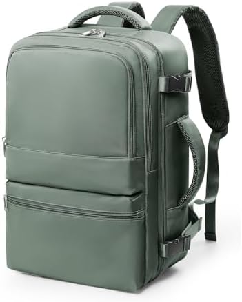 coofay Travel Backpack for Women Men Carry on Backpack for Travel Backpack Carry on Flight Approved Personal Item Travel Bag Carry on Luggage Mochila de Viaje Green