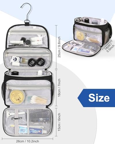 Relavel Toiletry Bag for Men, Hanging Toiletries Bag for Women Water Resistant Dopp Kit Shaving Bag, Travel Essentials Large Capacity Organizer Case for Toiletries Accessories, Black - Image 7