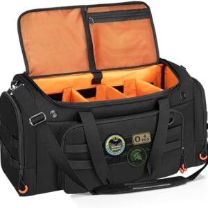 DSLEAF Tactical Sneaker Duffle Bag for 4 Pairs of Shoes, Sneaker Travel Bag with 3 Adjustable Dividers with Multiple Pockets, Detachable Shoulder and TSA Carry-on Approved Size