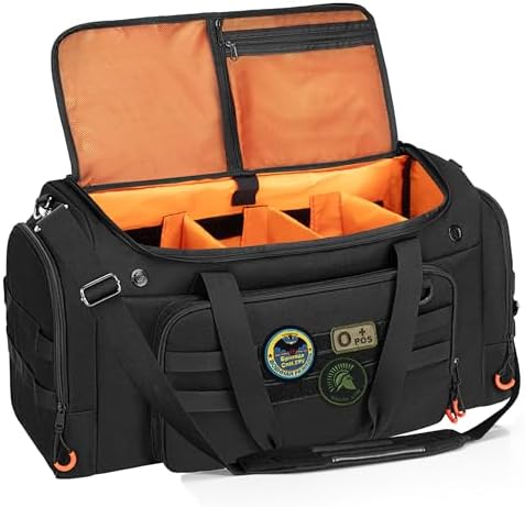 DSLEAF Tactical Sneaker Duffle Bag for 4 Pairs of Shoes, Sneaker Travel Bag with 3 Adjustable Dividers with Multiple Pockets, Detachable Shoulder and TSA Carry-on Approved Size