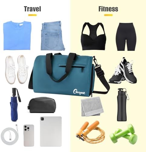 Gryme 15 Inch Small Gym Bag with Shoes Compartment and Wet Pocket, Mini Duffle Bag for Men & Women, Small Sports Bag for Travel Carry On, Swimming, Workout, Weekender Overnight - Image 5