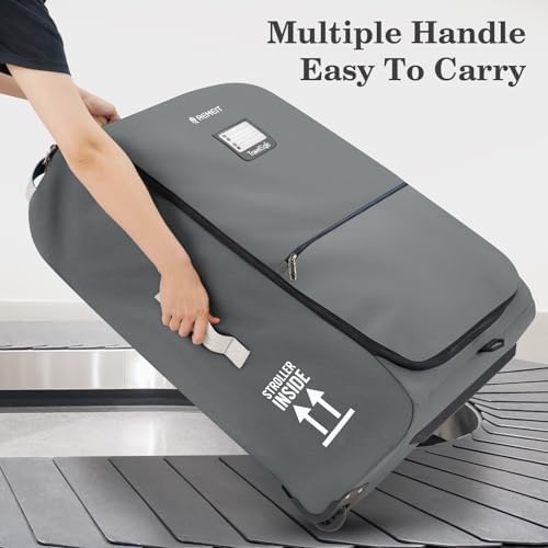 Stroller Bag for Airplane, Stroller Travel Bag Compatible with UPPAbaby Vista, Vista V2, Cruz V2, Rolling Wheel Bag with Storage Pocket, Multiple Handles, Luggage Tag for Flight Travel, Grey - Image 9