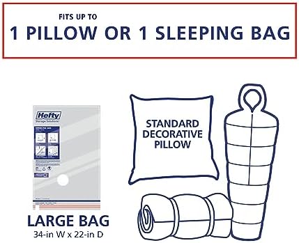 Hefty Shrink-Pak Heavy Duty Vacuum Storage Bags – For Clothes, Pillows, Towels, Blankets & More – Space Saver Vacuum Suction Seal for Home or Travel – 4 Large Bags, 34 x 22 Inches - Image 6