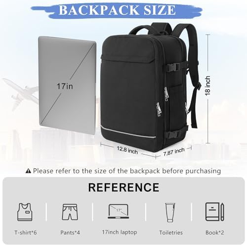 Personal Item Backpack, 40L Large Travel Backpack for Women Men, Waterproof Carry on Backpack for College, Business, Work - Image 4