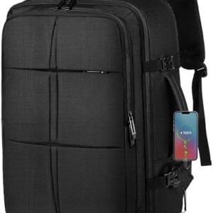 Extra Large Travel Backpack, 55L Carry On Backpack Flight Approved with USB Charging Port, Expandable Waterproof Business Luggage Casual Bag Fits 18.4 Inch Laptops, Travel Gifts for Men Women